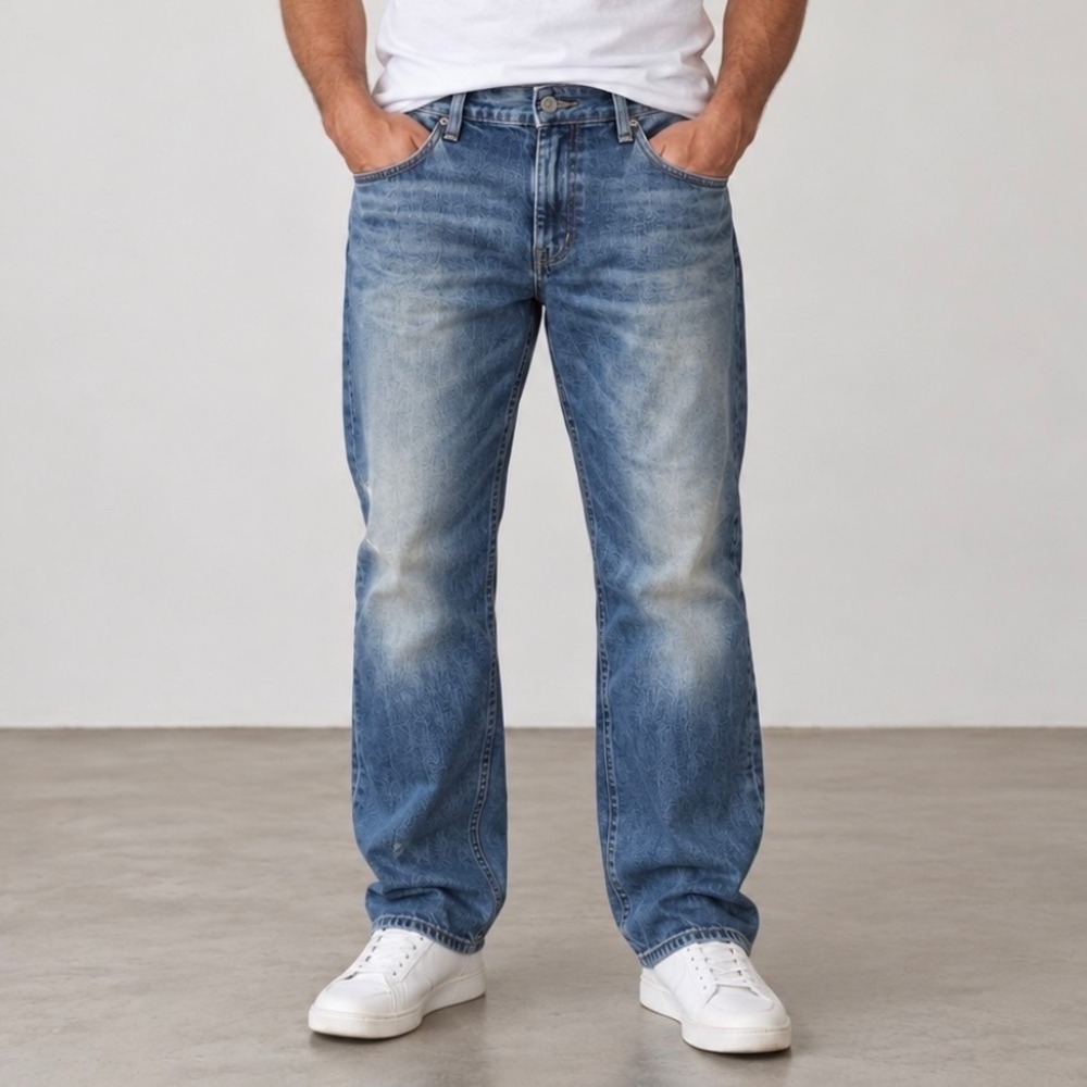Lucky Brand 181 Relaxed Straight Jeans 38x32 Blue Good Medium Wash Denim